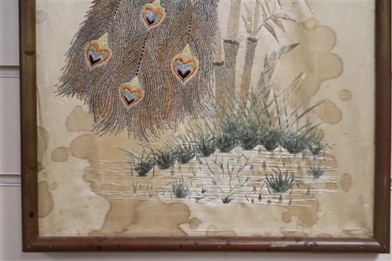A pair of Chinese silkwork panels 107 x 29cm